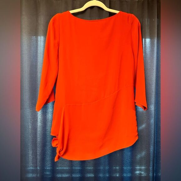 Chico’s Size 00 Asymmetrical Blouse Knot on bottom Left (0/2 US) Burnt Orange - Picture 4 of 7